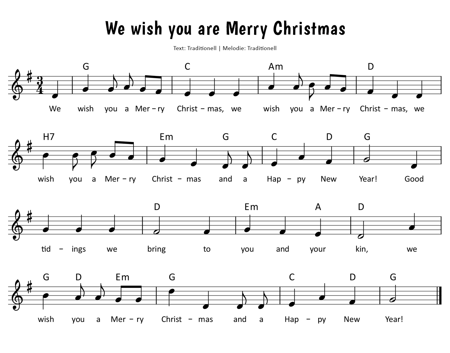 We wish you a Merry Christmas Noten