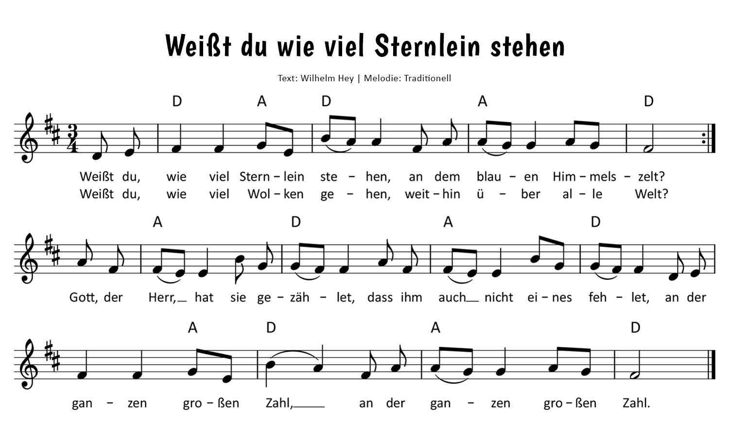 Weißt du, wieviel Sternlein stehen Noten