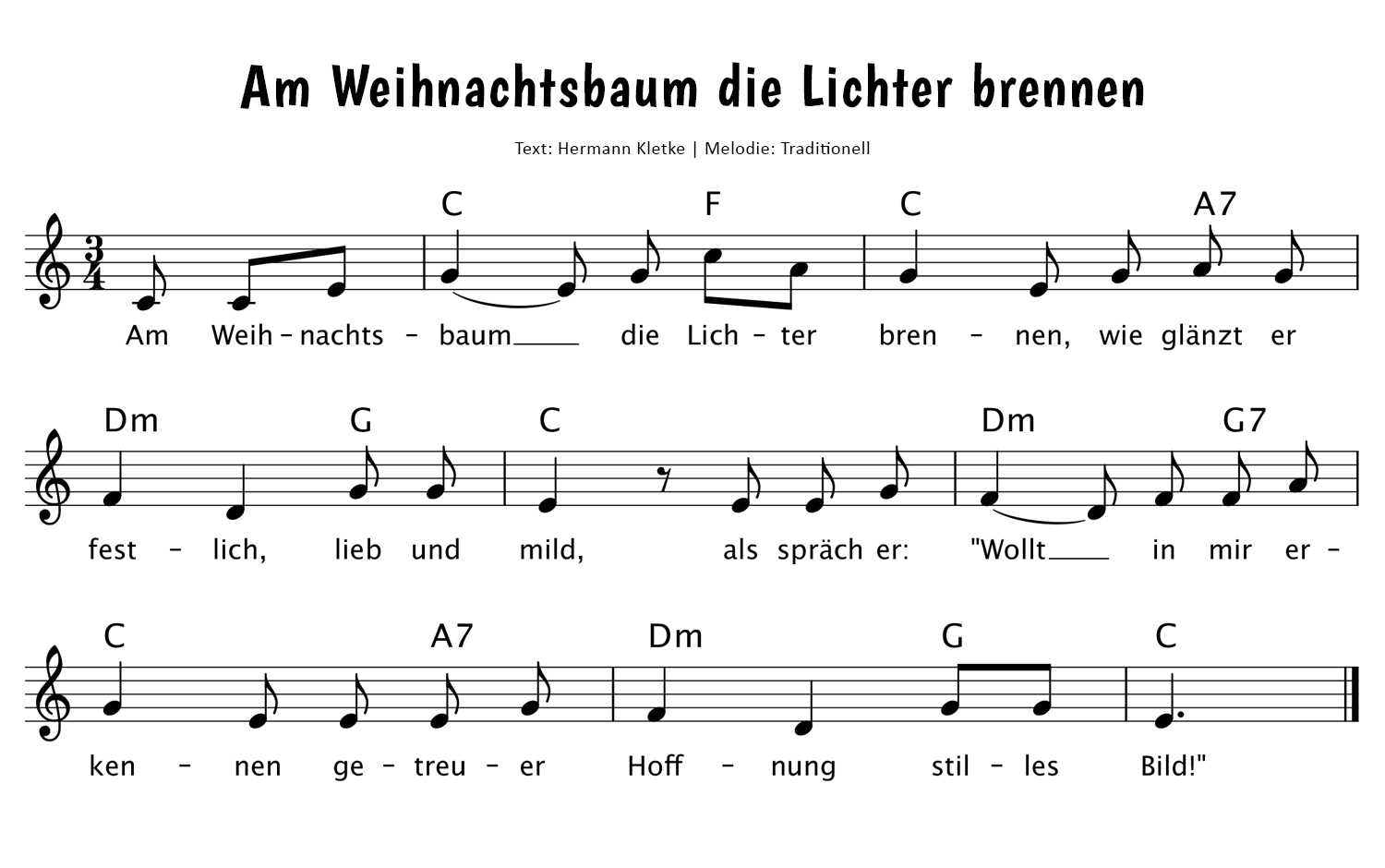 Am Weihnachtsbaum die Lichter brennen Noten