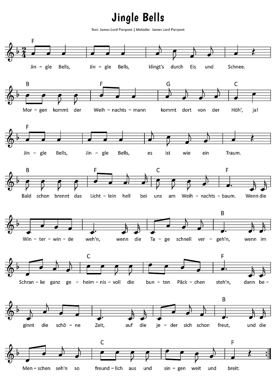 Jingle Bells Noten