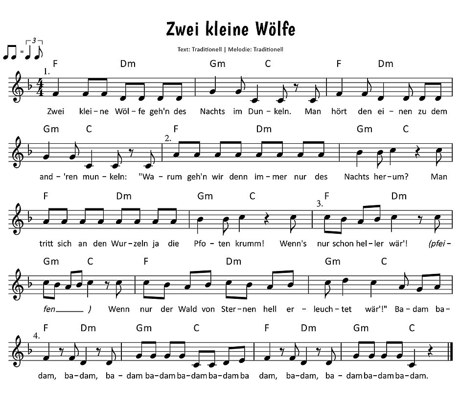 Zwei kleine Wölfe Noten